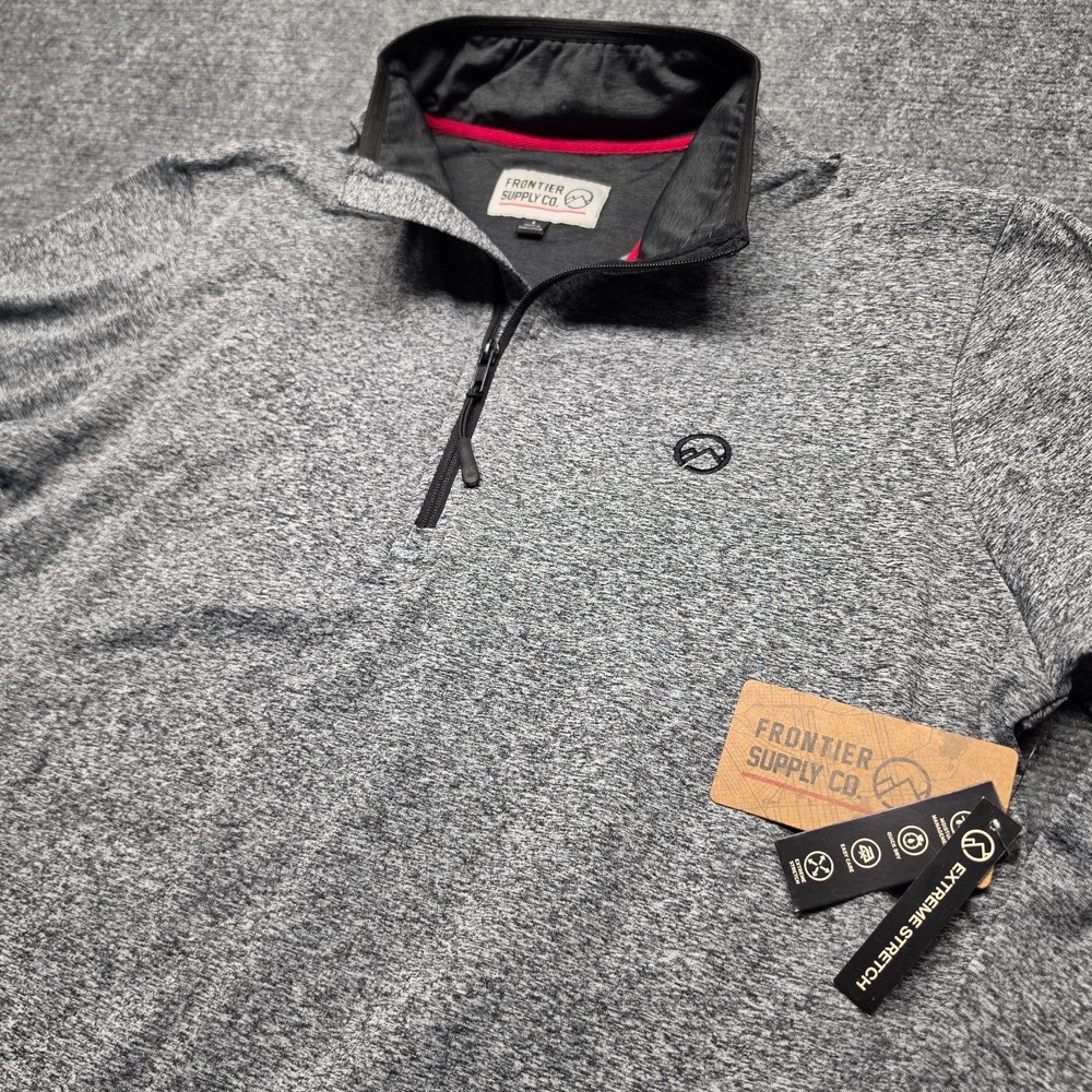 Frontier Supply Co Quarter Zip Sweatshirt Mens L New Gray Performance Active